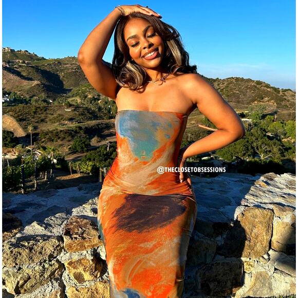 ZARA Multicolor Strapless Fitted Midi Dress NWT | Mesh Tulle | Size M - Picture 6 of 16